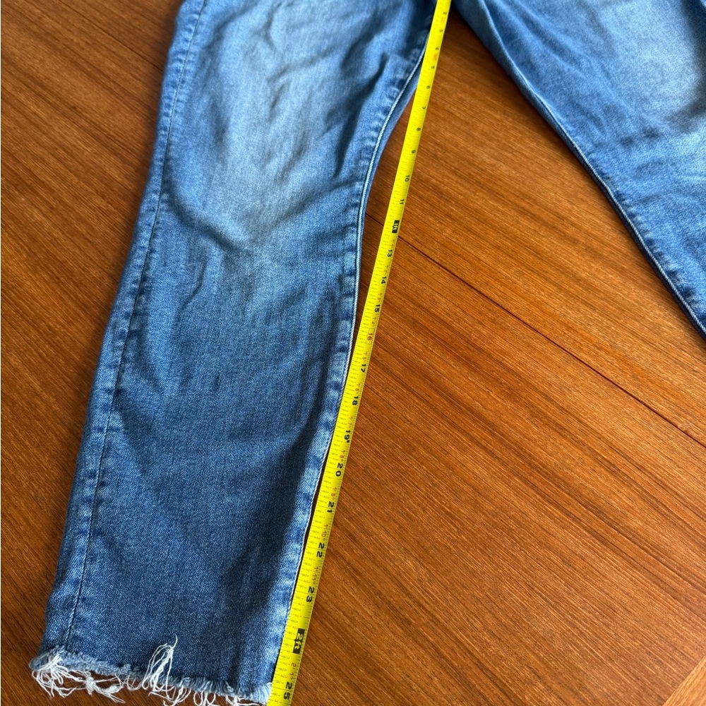 Mother Raw-Hem Straight-Leg Blue Denim Jeans - Picture 5 of 9